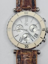 Guess Collection Swiss Women Silver Tone Brown Band Day Date New Battery.  (117)