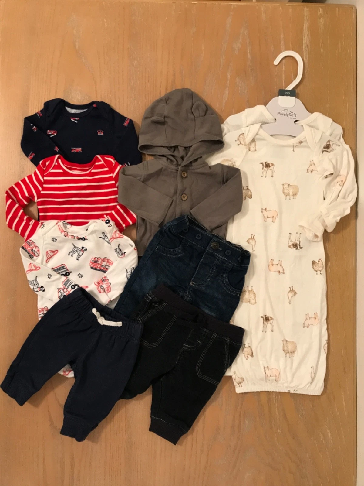Carter's, Cat & Jack, Wrangler Infant Clothing Lot of 9 (2 New) Size Newborn