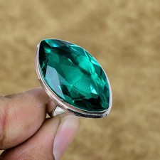 Natural Apatite Marquise Gemstone Adjustable Ring 925 Sterling Silver Handmade