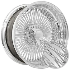 20x8" LA Wire Wheels Reverse Diamond Cut 150-Spoke Straight Lace Chrome (B06)