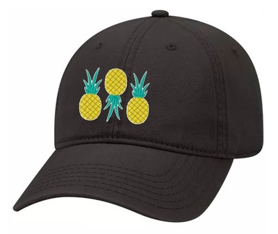 Men's Pineapple Trio Upside Down Pineapple Embroidered Unisex Twill Dad Hat