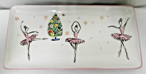 Williams Sonoma Peppermint Pine Christmas Ballet Ballerina platter tray serving