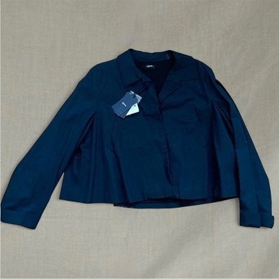 BNWT jil sander cropped oversized button down navy jacket with pockets