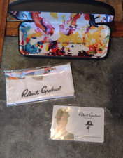 Robert Graham Sunglass Eyeglass Black Hard Shell Case Polishing Cloth and Card