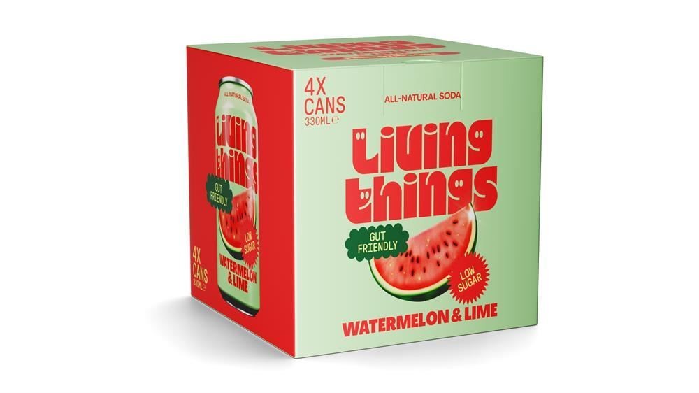 Living Things Watermelon & Lime Pre + Probiotic Soda 4 x 300ml - Image 2