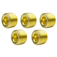 5 Pack 1/8" Pipe Plug Countersunk Hex Head Style Male NPT Brass Pipe End Fitting
