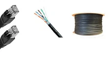 150'FT CAT-6 23AWG OUTDOOR PATCH 600MHz BLACK SHIELDED STP CABLE UV ETHERNET 