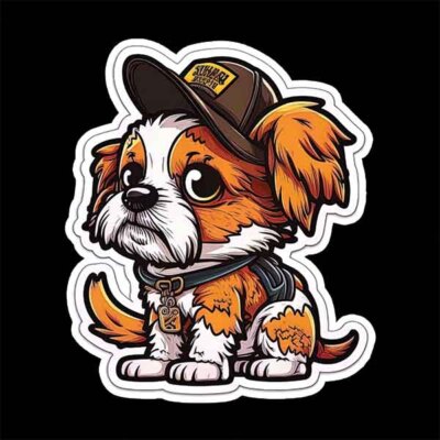 DOG PUPPY  DECAL STICKER DESIGN LAMINATED +6Y + US + VINYL AI