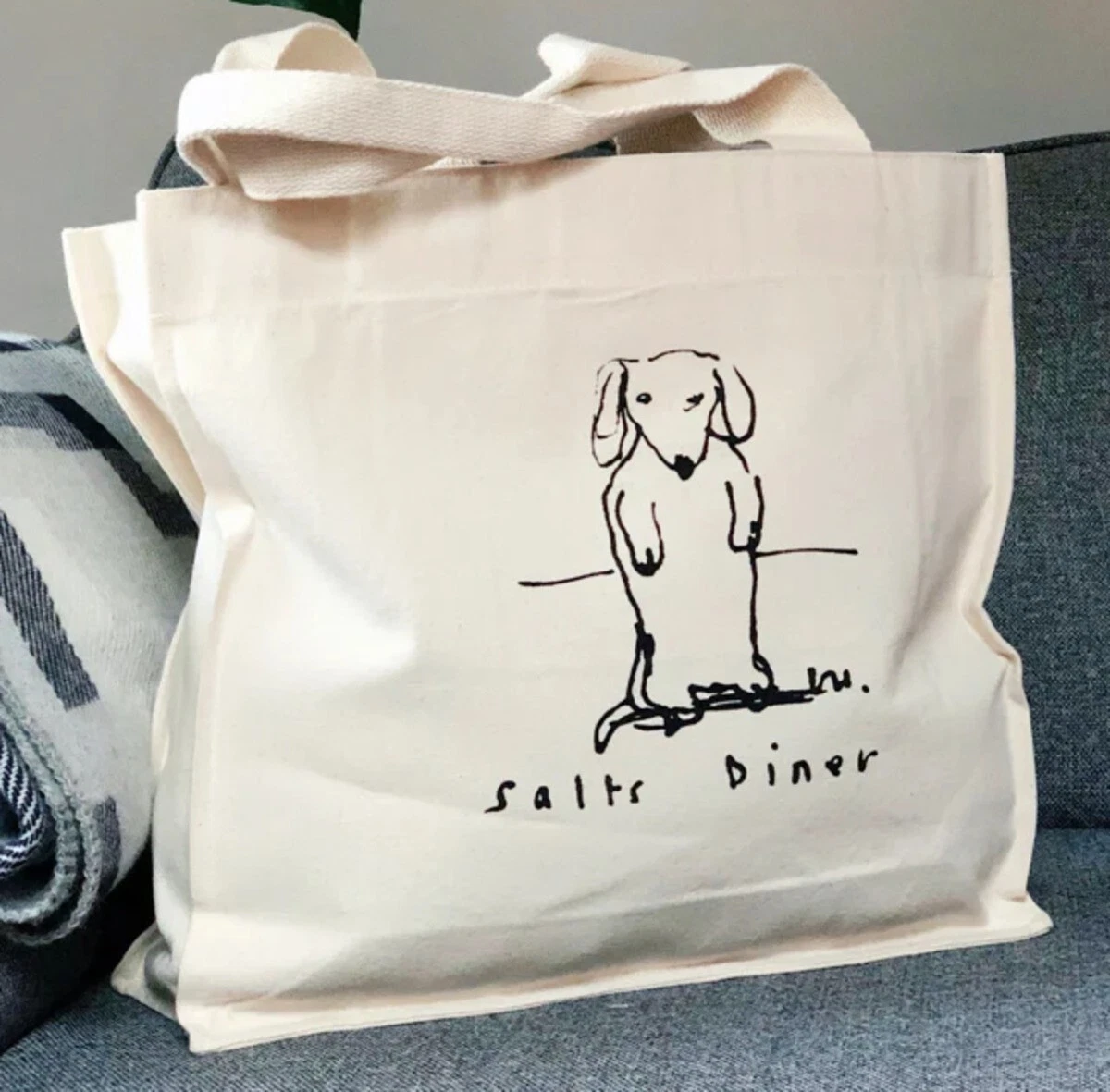 DAVID HOCKNEY 'Diner Dog Dachshund' 100% Organic Cotton Canvas Art Tote Bag NEW!