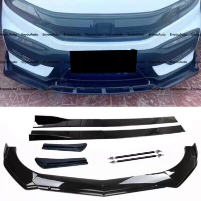 For Honda Accord Front Bumper Lip 86'' Side Skirt Rear Bumper Lip Strut Rod Black