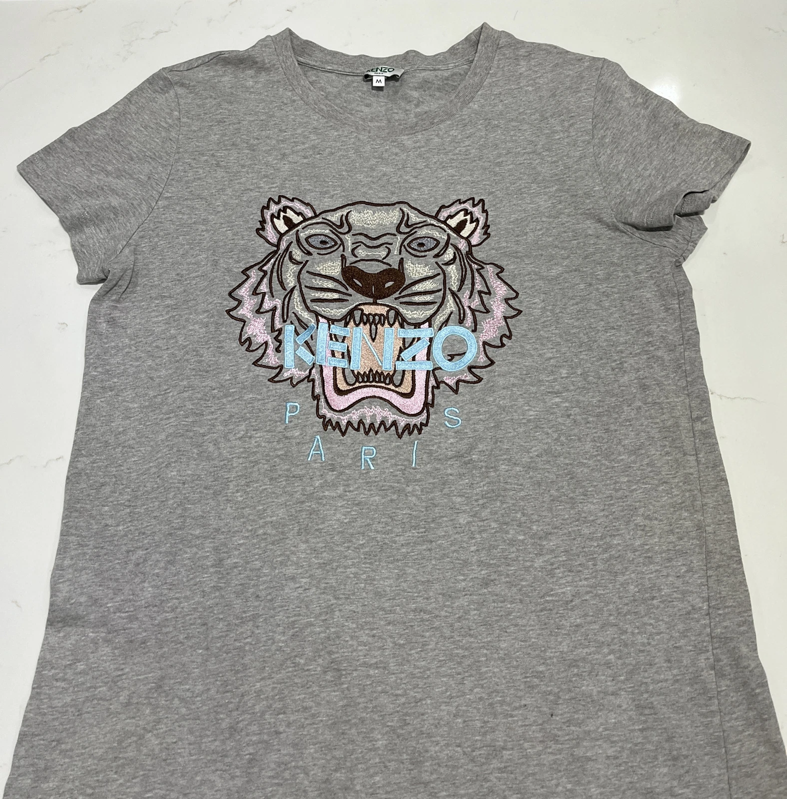 Abito T shirt Kenzo Classic Grigio Stampa Tigre Cotone Taglia Media M