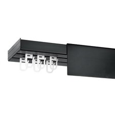 Curtain Rail Track Black PVC Ceiling SET with HOOKS or CLIPS + COVER