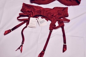 Agent Provocateur Tammi Red, 36C Bra, 2x Thongs & Brief Sz 4 & Suspender Sz. 2