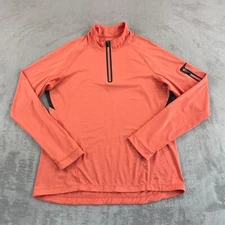 REI 1/4 Zip Performance Pullover Women Large Orange Lightweight Base Layer Hike