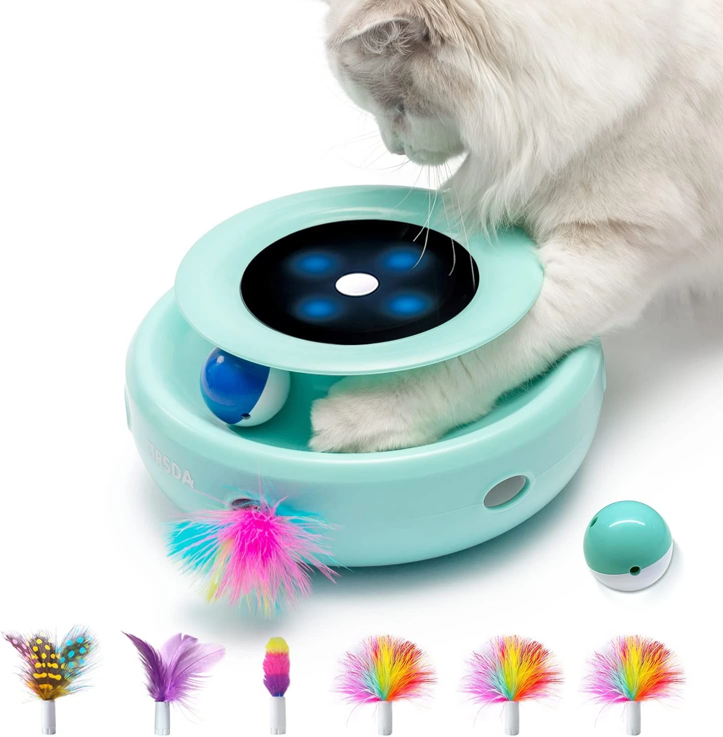 2-in-1 Interactive Cat Toy - Timer Auto On/Off Toy Balls and Ambush Kitten Toy