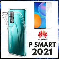 Funda Transparente + Película Cristal Templado para Funda HUAWEI P SMART 2021