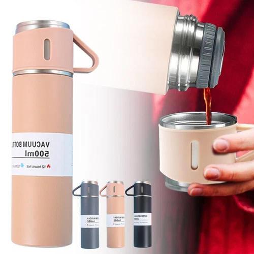 Stainless Steel Thermo Bottle Vacuum Insulated Flask with Cup for Coffee Tea UK