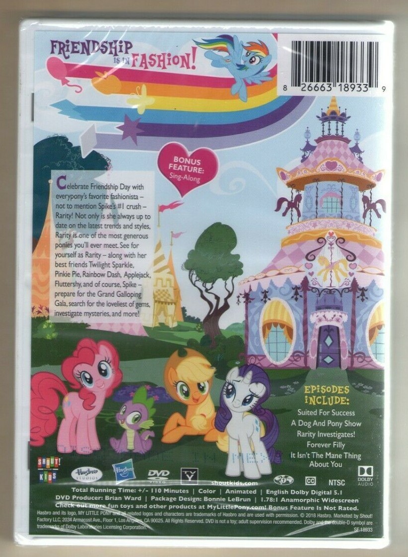 RARITY - MY LITTLE PONY - FRIENDSHIP IS MAGIC new dvd FRIENDSHIP