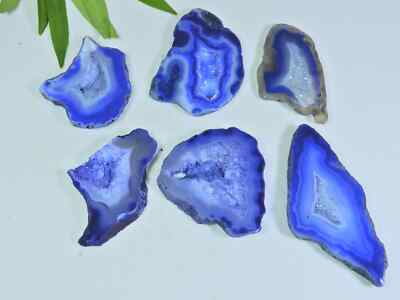 302Cts. Dyed Slice Druzy Agate Fancy Cabochon Loose Gemstone 6 Pcs Lot