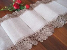 Beautiful Brown Rose Wide Lace Table Runner 224cm New