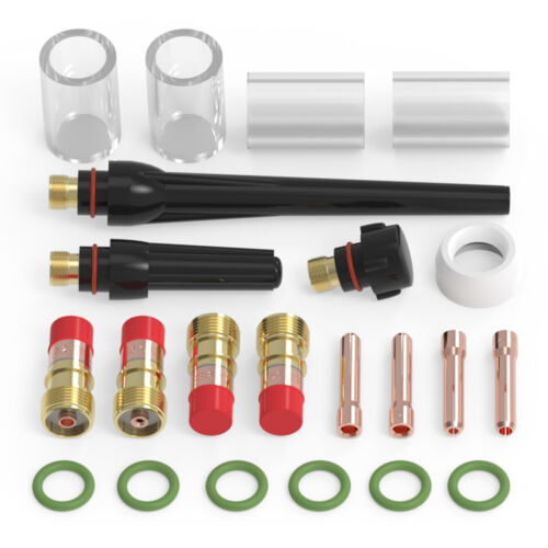 Kit de 22 piezas de antorcha de soldadura TIG lente de gas rechoncha #10 taza de vidrio para WP-17/18/26 - Imagen 2 de 7