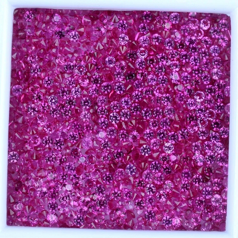 Rubí rosa birmano natural sin tratar 581 piezas piedra preciosa tratada redonda certificada Foto 3 de 4