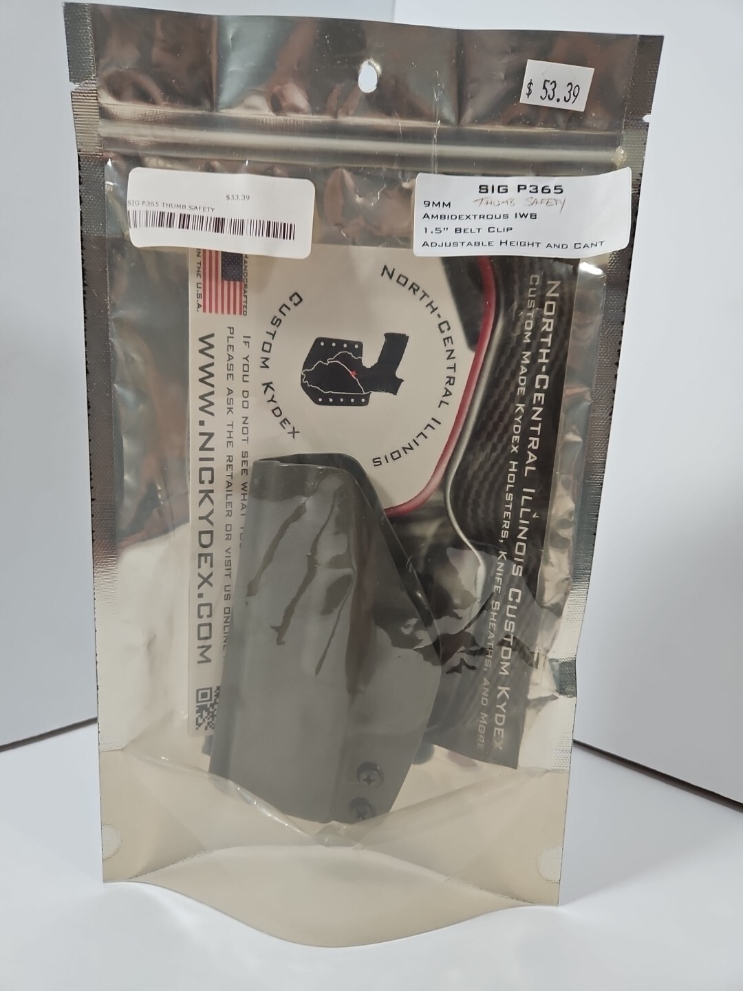 Ambidextrous IWB Kydex Holster for Sig Sauer P365 9mm with 1.5