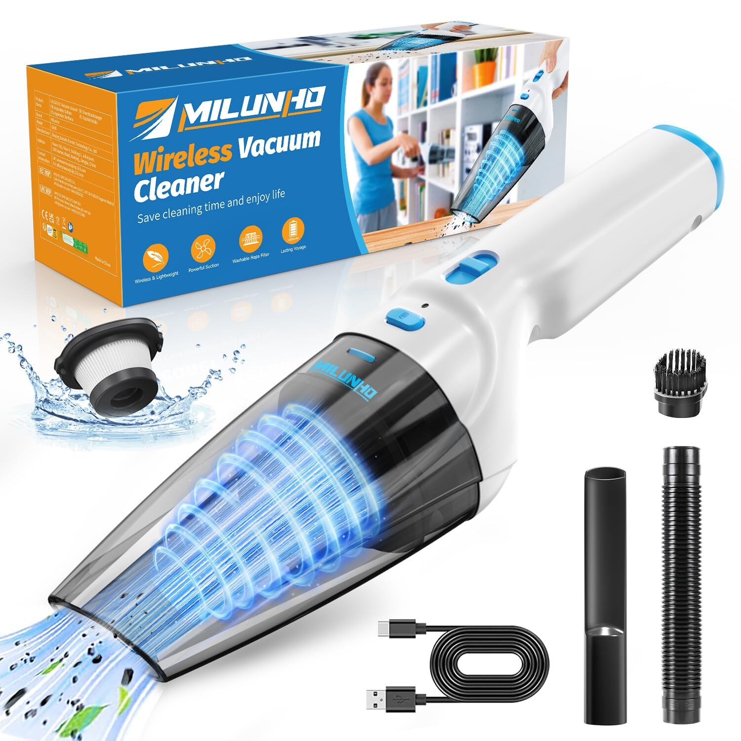 Powerful 9500PA Cordless Handheld Vacuum for Cars and Portability-image