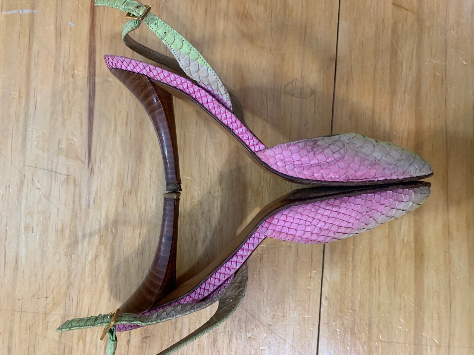 Stuart Weitzman Python Skin Heels Slingback 3 inc… - image 12
