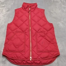 J Crew Womens Vest Small Red Quilted Down Insulated Full Zip Sleeveless Jacket