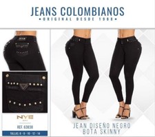 NYE JEANS COLOMBIANOS, Butt Lifter Fashion Embroidey Black Push UP Jeans 63838