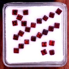 25 Pcs Natural Mozambique Garnet 3mm Untreated Square Faceted Cut Gemstones Lot