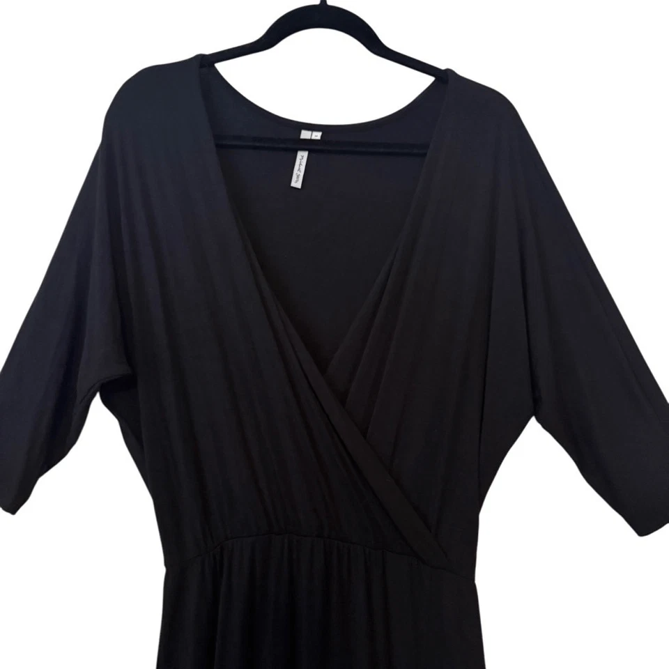 Michael Stars Black Knit Faux Wrap Dolman Sleeve Dress Size M Casual, Goth - Image 4 of 4