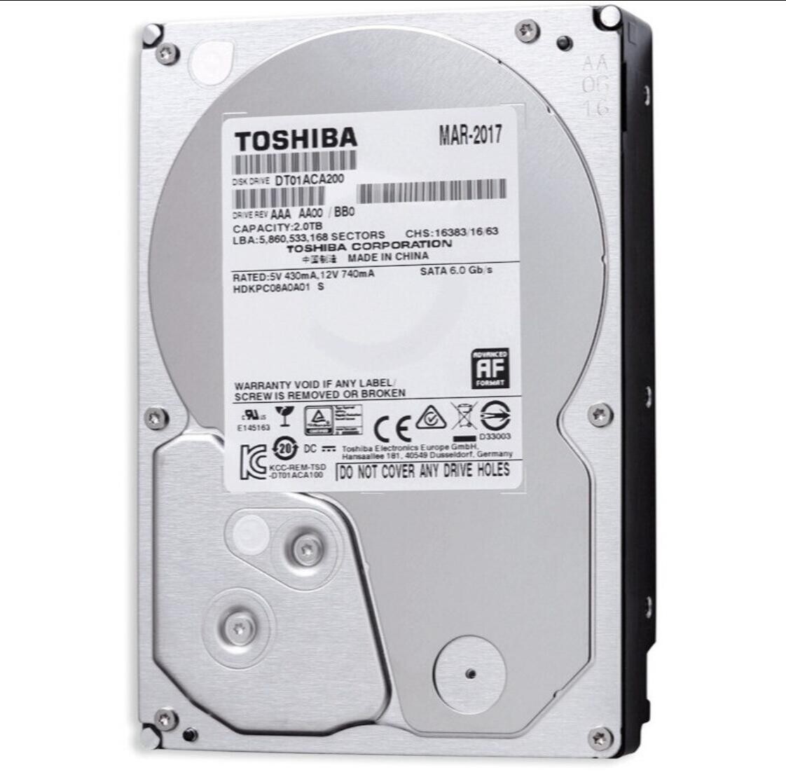 Toshiba 2TB DT01ACA200 Internal 7200RPM SATA 3.5