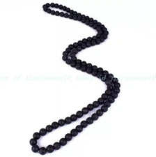 Men Necklace 8mm Black Volcanic Lava Stone Choker Rock Beads Necklace 24-36"