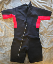 Realon Sports - Short Sleeve - Black/ Red - Zip Up - Size Y XL - K/T - Wet Suit