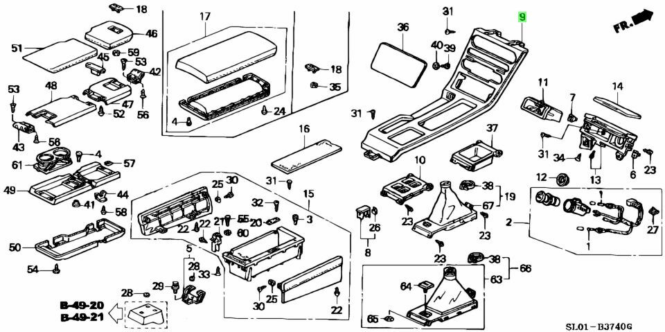 HONDA GENUINE NSX NA1 Panel Center Console Black, 77296-SL0-010ZA