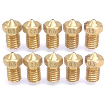 US Stock 10pcs 3D Printer Extruder Brass Nozzle 0.5mm M6 Thread 3mm For E3D