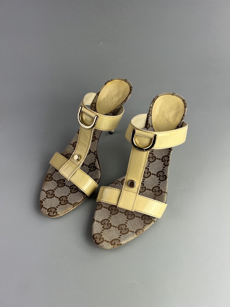 Rare Vintage Gucci Women's Sandals Heels Monogram GG Mules