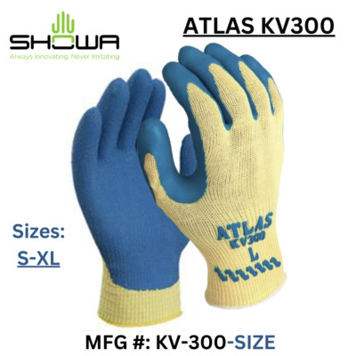 Showa Atlas KV300 made w/ kevlar, rubber coated, A3 Cut, Puncture Resist, 1 PAIR