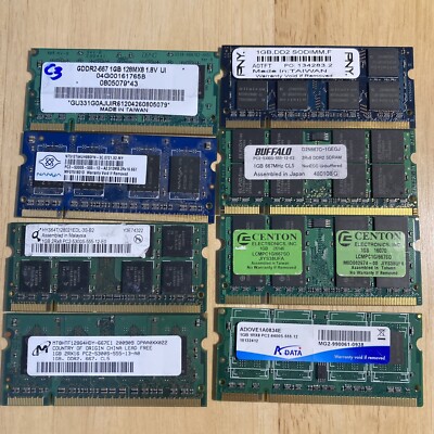 Lot 8X Various : PNY Buffalo Centon ADATA Micron Nanya 1GB PC2 Laptop RAM  8GB