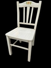 SEDIA IN LEGNO DECAPE' AVORIO PATINATO CON DECORO A MANO