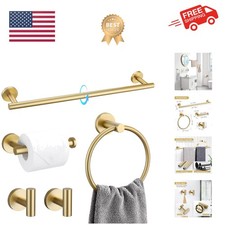 5 Piece Bathroom Accessories Set Brushed Gold Bathroom Hardware Set 23.6 Inch...