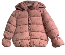 Mayoral Little Girls Ruffle Lovely Bow Pink Puffer Jacket   Size 7 Years