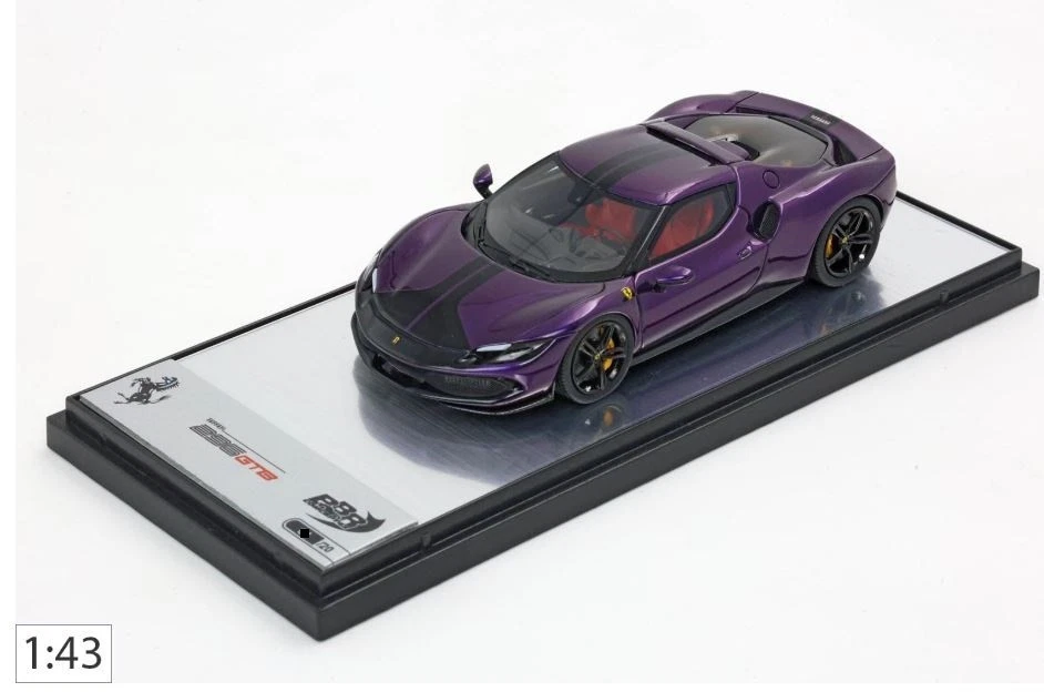 Ferrari 296 GTB Viola Dino lucido e striscia nera 1/43 BBRC264SU16 BBR MODELS - Immagine 3 di 3