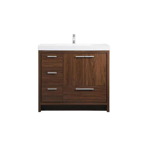 Elegant Decor Wyatt 36" Aluminum Alloy and MDF Single Bathroom Vanity in Walnut - Picture 3 of 8