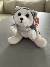 VTG TY Beanie Babies Nanook Dog 1996 Retired White Gray Plush Original Tags