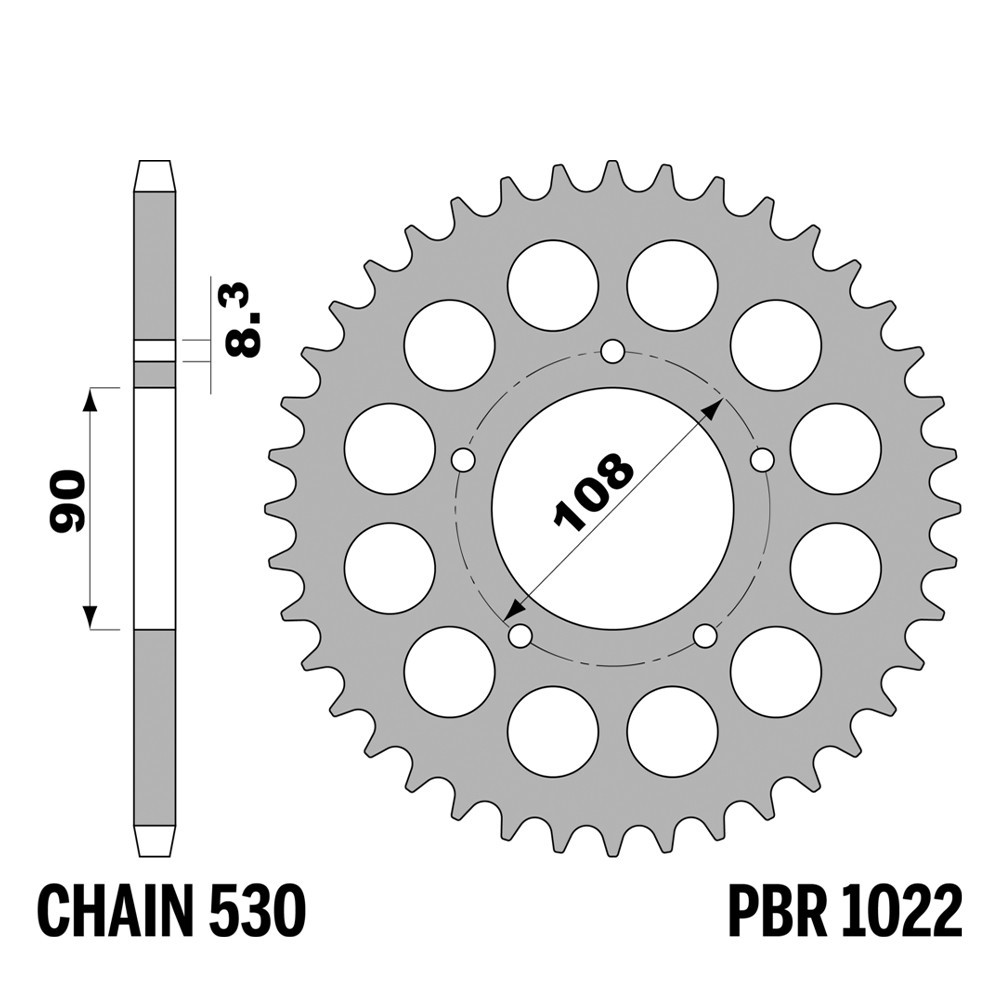Pignon arrière PBR 530 41 dents acier pour rénover une Ducati MH-R 1000