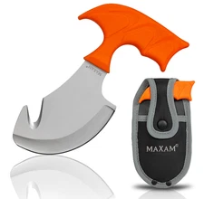 Maxam Hunting Stainless Steel 5" Skinning Knife with Gut Hook & Sheath