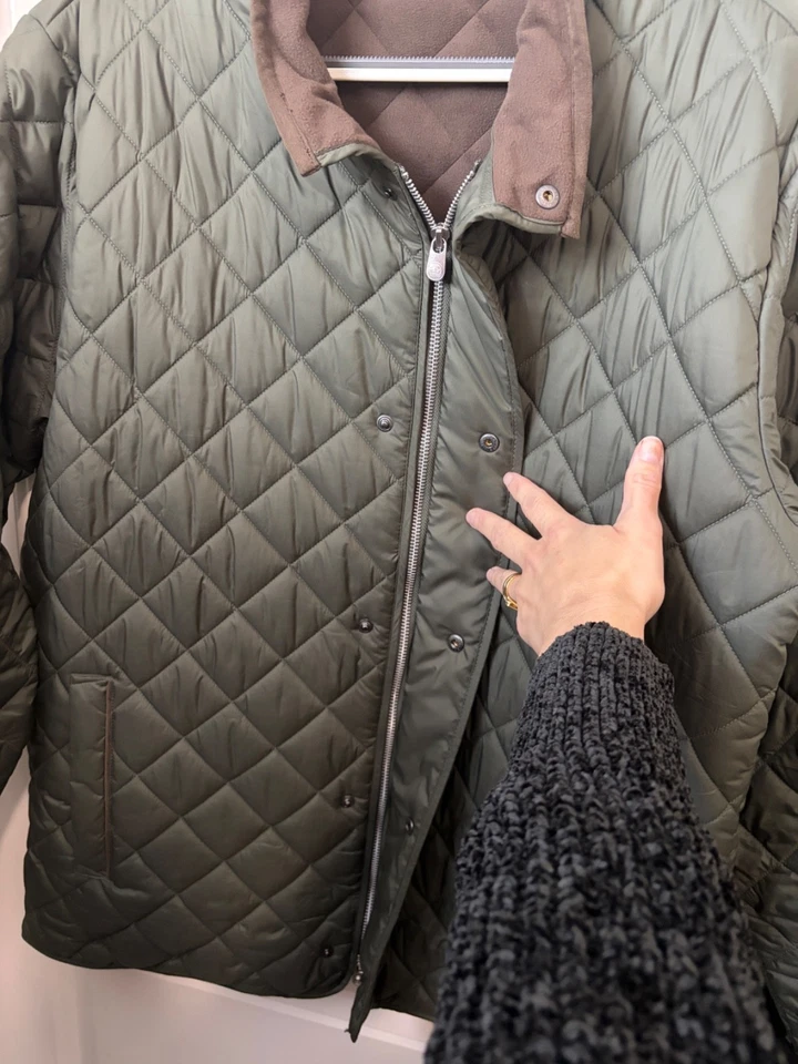 Peter Millar Men's Suffolk Quilted Jacket Travel Coat Olive Green Large - Image 3 of 4